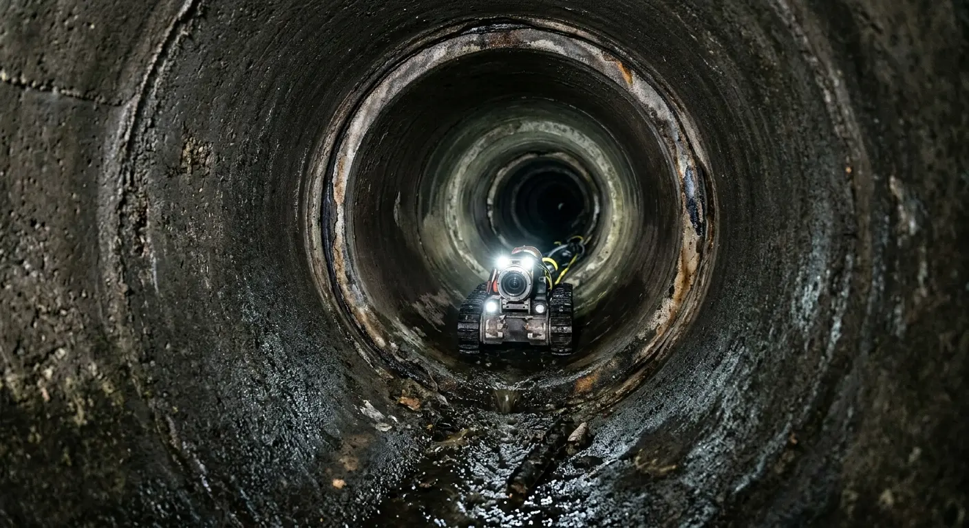 Robotic sewer camera inspecting pipe interior for Sewer Line Repair in Crystal City